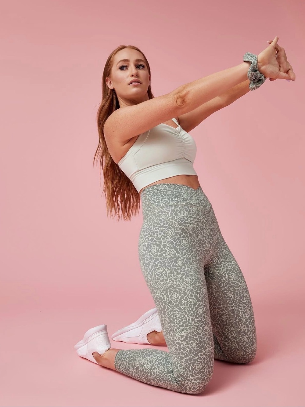 BuffBunny Collection Siren Leggings Eden Print Green Floral-Print High-Rise